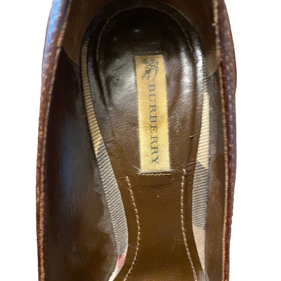 Authentic Burberry Italy Leather Brown High Heel Loafer Shoes - Picture 15 of 15